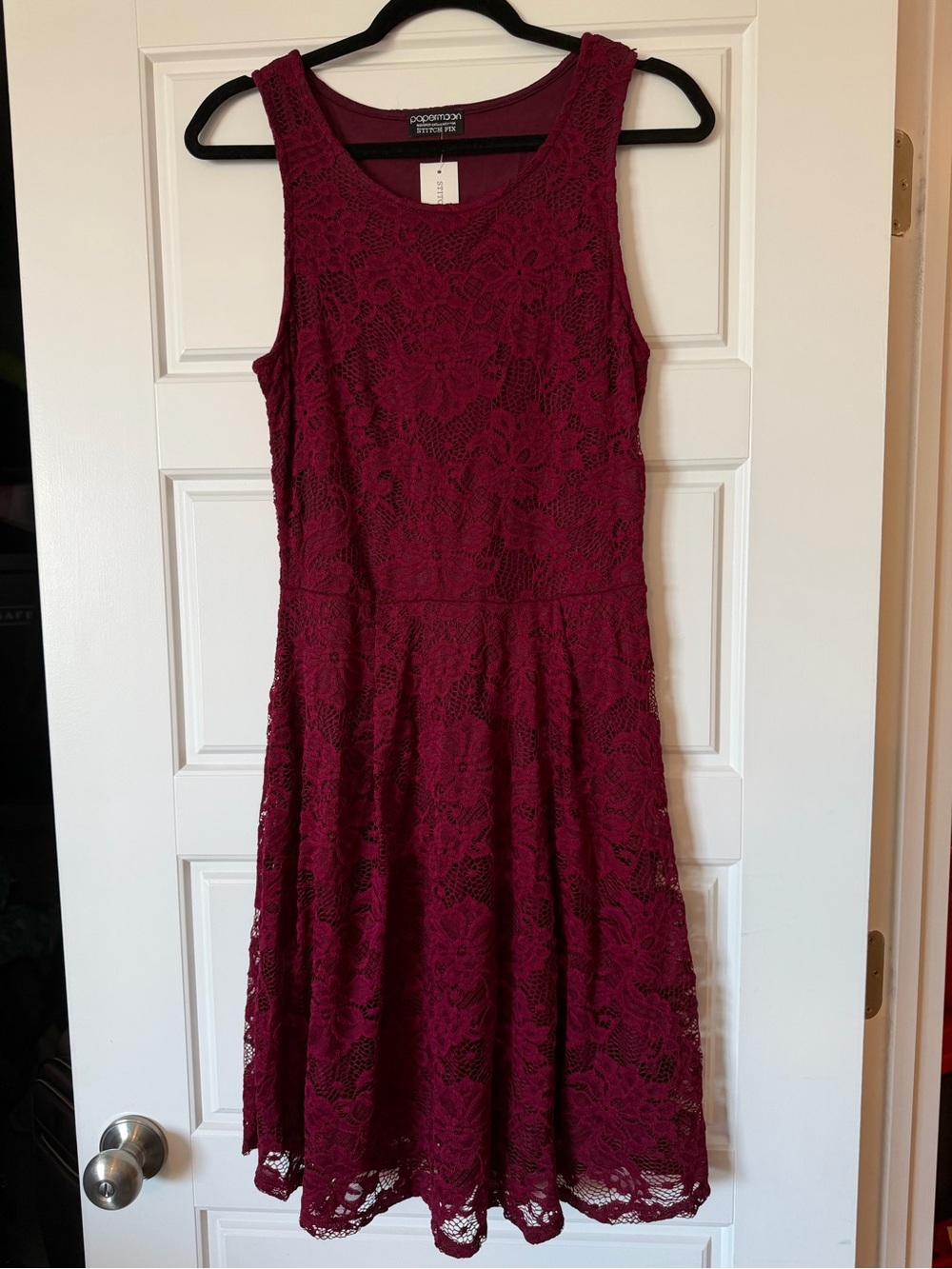 NWT Papermoon for Stitch Fix Women's Burgundy Lace Fit & Flare Dress